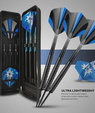 Huanqu 19g Dartpijlen Set: Professionele Iron Darts met Antislip Grip, Inclusief Opbergdoos en Accessoires