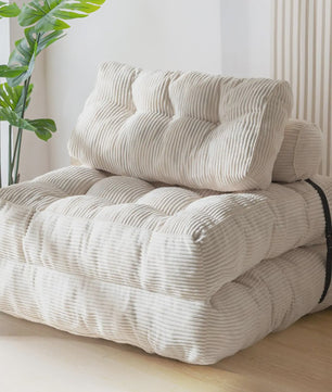 Opvouwbare Fauteuil en Bed 2-in-1 in Ribfluweel - Beige