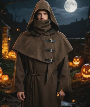 Unisex Middeleeuwse Monnik Priester Gewaad met Kap - Halloween Cosplay & Theater