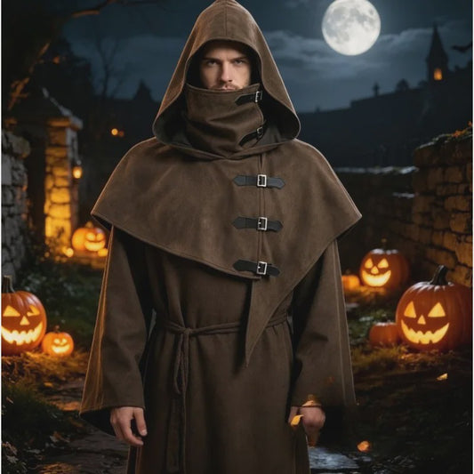 Unisex Middeleeuwse Monnik Priester Gewaad met Kap - Halloween Cosplay & Theater