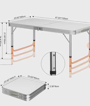 Aluminium Campingtafel 120x60x70cm - Opvouwbaar, Draagbaar & Verstelbaar voor Picknick, Bureau, Diner