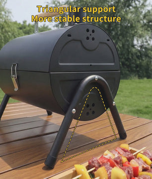 Compacte Dubbele Houtskoolgrill - Draagbaar voor Camping, Tuin & Picknicks