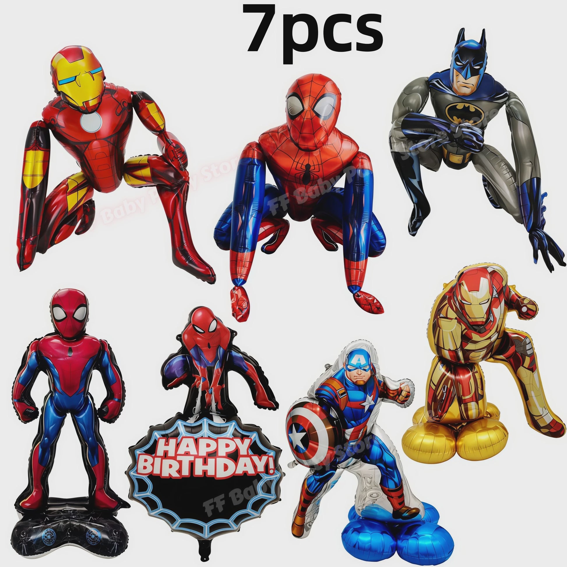 Superheld Folieballonnen Set: Spiderman, Batman, Iron Man & Captain America - Feestdecoratie