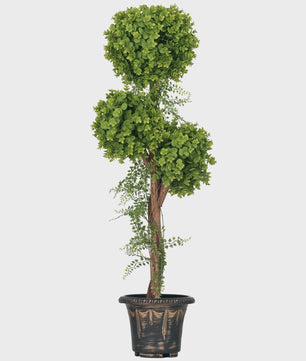HOMCOM Kunstplant Boom met 3 Bolvormige Toppen (115 cm) in Decoratieve Pot - Geschikt voor Binnen en Buiten