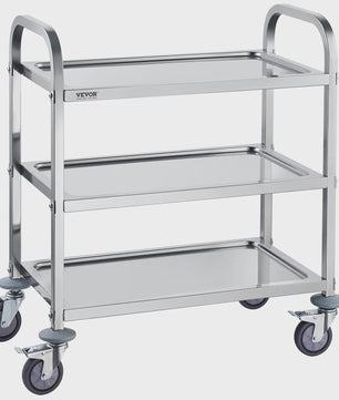 RVS Werkwagen / Medische Kar met Wielen - 3 Laags
