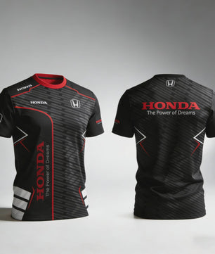 Honda Racing T-shirt Heren - Sportief & Trendy Kort Rood/Zwart