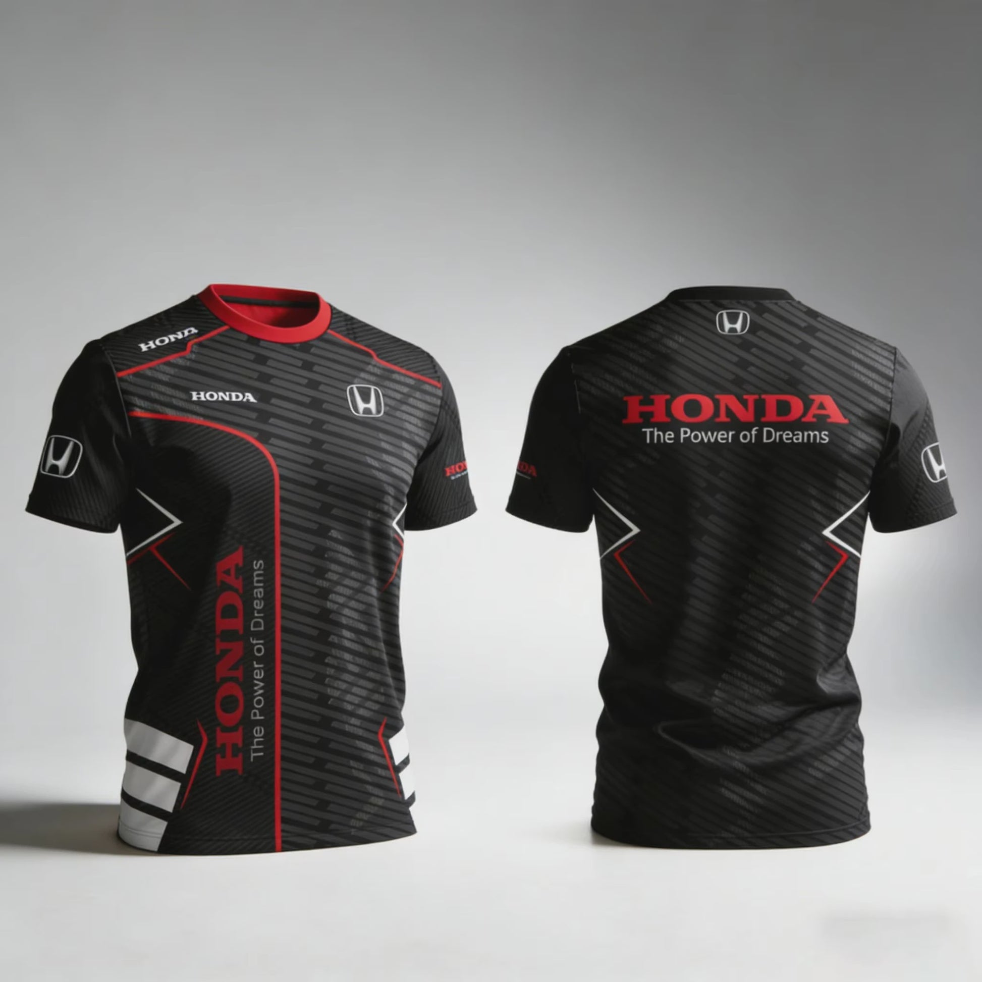 Honda Racing T-shirt Heren - Sportief & Trendy Kort Rood/Zwart