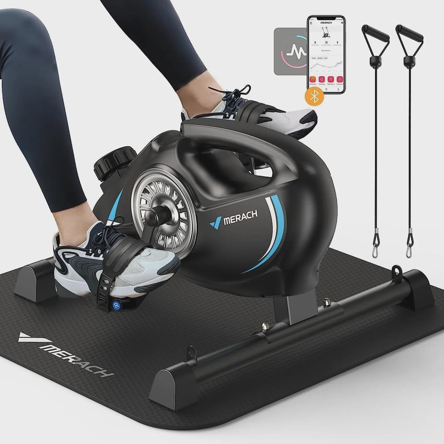 MERACH Mini Hometrainer Fiets - Stille Onder Desk Bike met App voor Arm & Been Training