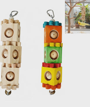 Kleurrijk Houten Papegaai Speelgoed - Verrijkende Knaagspeeltjes voor Vogels