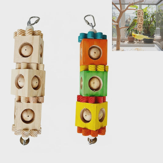 Kleurrijk Houten Papegaai Speelgoed - Verrijkende Knaagspeeltjes voor Vogels