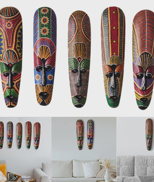 Handgesneden Houten Afrikaans Totem Masker - Unieke Wanddecoratie