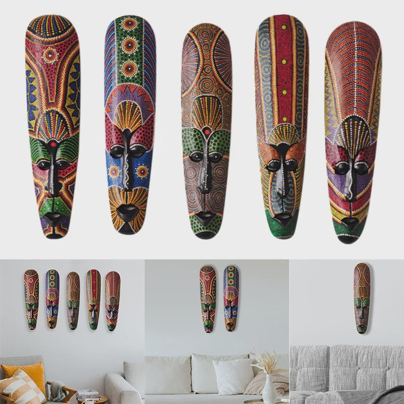 Handgesneden Houten Afrikaans Totem Masker - Unieke Wanddecoratie