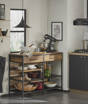 Keuken Eiland Trolley met Lades en Planken - Keukenwagen Sideboard