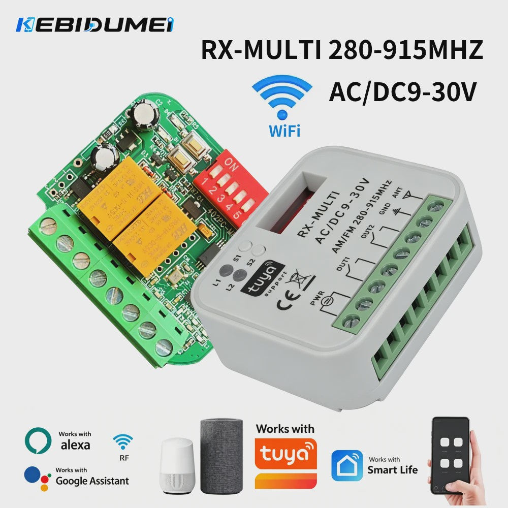Universele WIFI Ontvanger 280-915MHz voor Garagedeur & Poortmotor - Tuya Compatibel