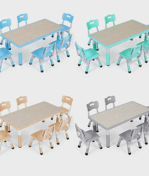 Verstelbare Kinder Tafel met 6 Stoelen - Knutseltafel & Speeltafel voor Kinderen (2-10 jaar)