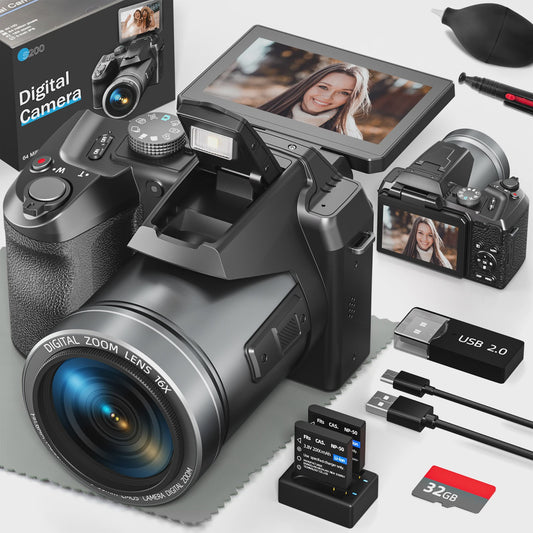 NBD S205E Digitale Camera: 5K Video, 64MP Foto, 16x Zoom & 3" Flip Screen