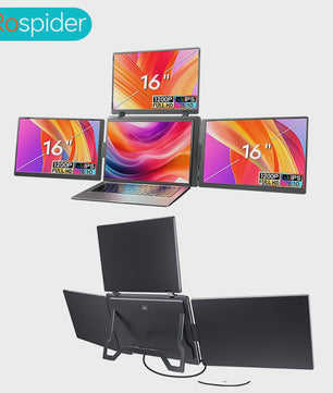 16-Inch Draagbare Triple Screen Monitor - FHD Uitbreiding voor Laptops met Eén Kabel