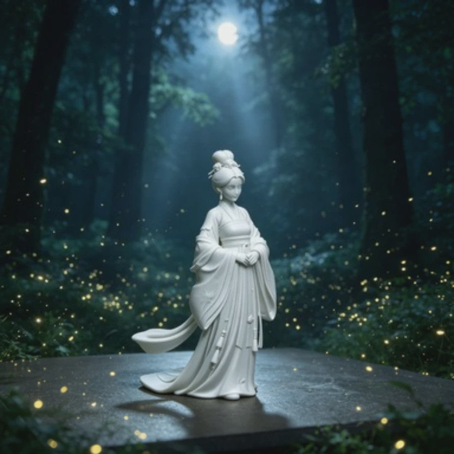 Elegant Chinees Hanfu Damesbeeldje - Oosterse Sculptuur 12cm