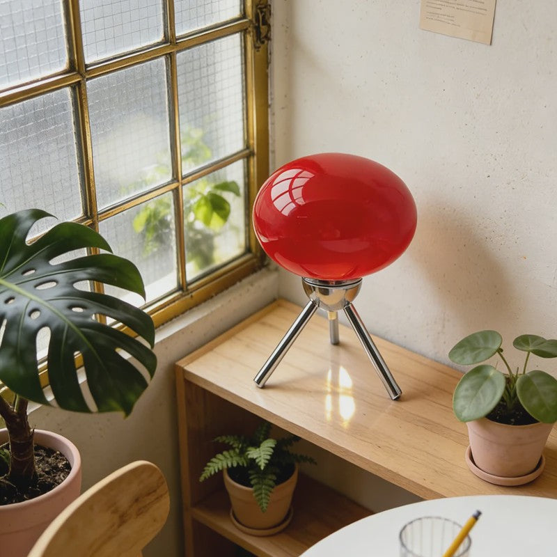 Retro Glazen Mushroom Tafellamp - Nordic Stijl, Sfeervolle Verlichting voor Slaapkamer & Nachtkastje