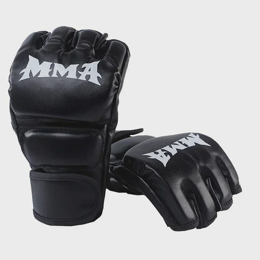 Professionele Half Vinger Bokshandschoenen Leer met Kussen voor Volwassenen - Sanda, UFC, Zandzak Training