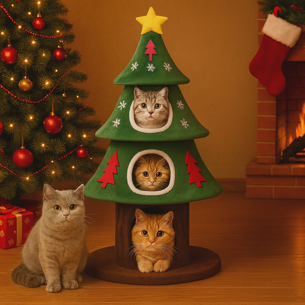 Kerstboom Kattenkrabpaal: Speelparadijs met Meerdere Verdiepingen en Krabmogelijkheden