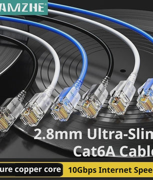 SAMZHE Slim Cat6A Netwerkkabel - 10Gbps Hoge Snelheid, 31AWG Zuiver Koper