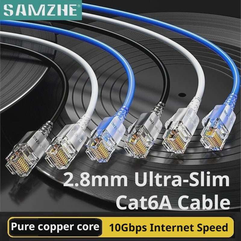 SAMZHE Slim Cat6A Netwerkkabel - 10Gbps Hoge Snelheid, 31AWG Zuiver Koper