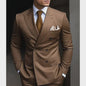 Luxe Bruin Herenpak - Double Breasted, Peak Lapel, Slim Fit Blazer & Pantalon