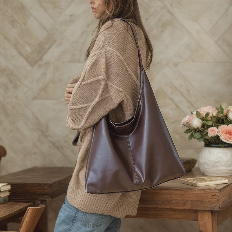 Ruime Vintage Hobo Tas Dames - Stijlvolle Schoudertas voor Dagelijks Gebruik
