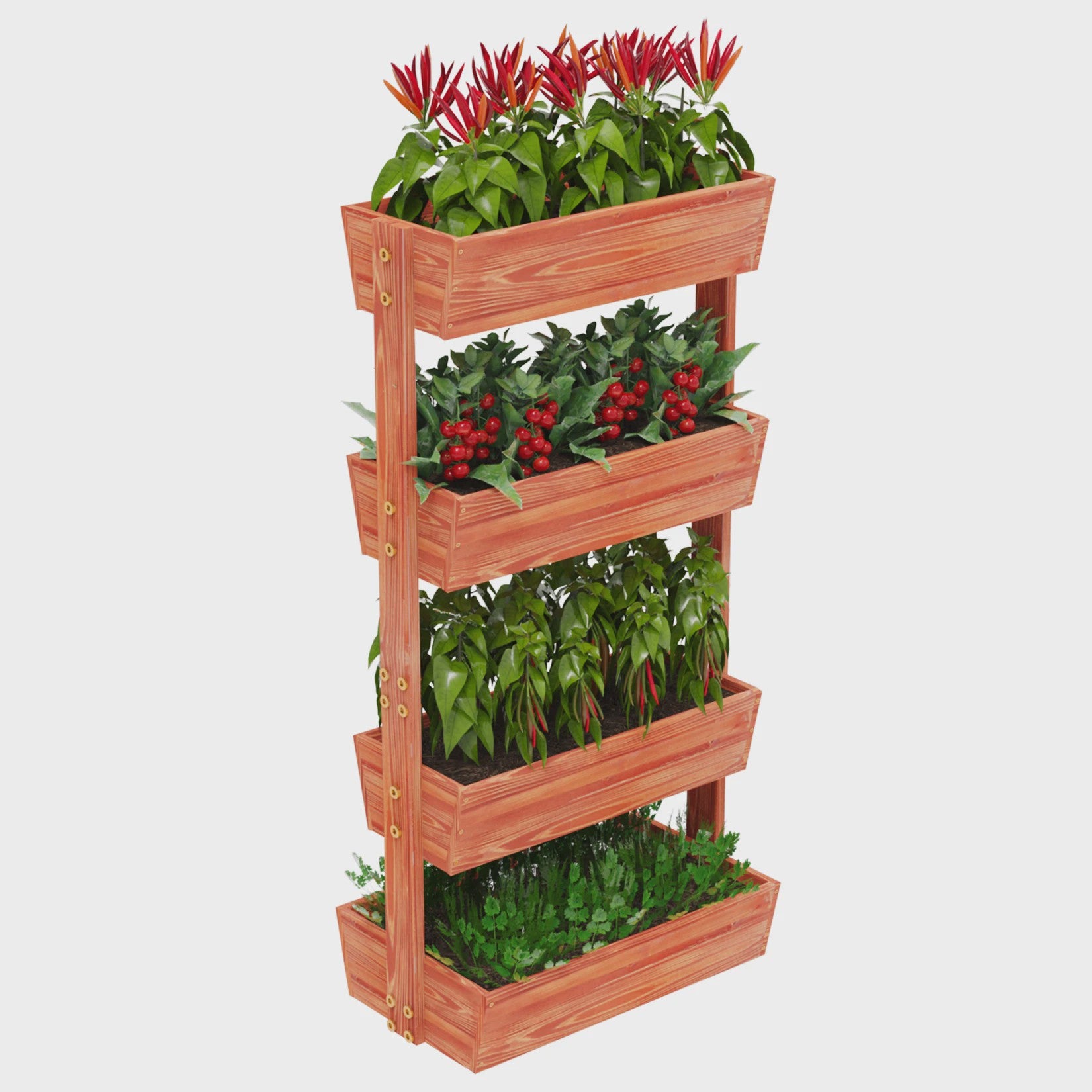 Verticale Houten Bloembakken 4 Lagen - Verhoogd Tuinbed Buiten