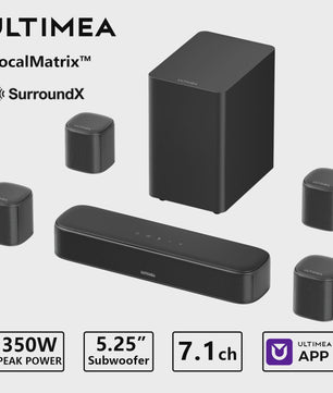 ULTIMEA 350W 7.1 Virtuele Surround Soundbar met Subwoofer & 4 Speakers