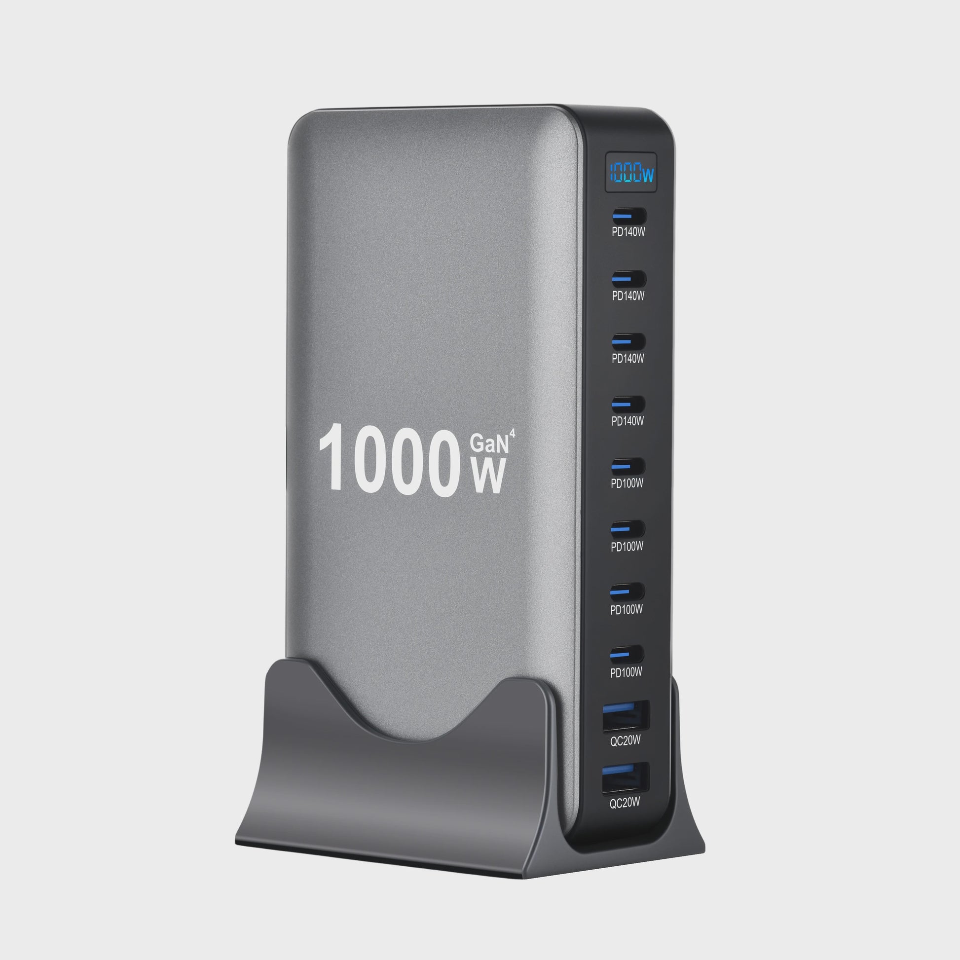 Krachtige 1000W Multi-Poort Desktop Lader met Snelladen voor Laptops en Tablets