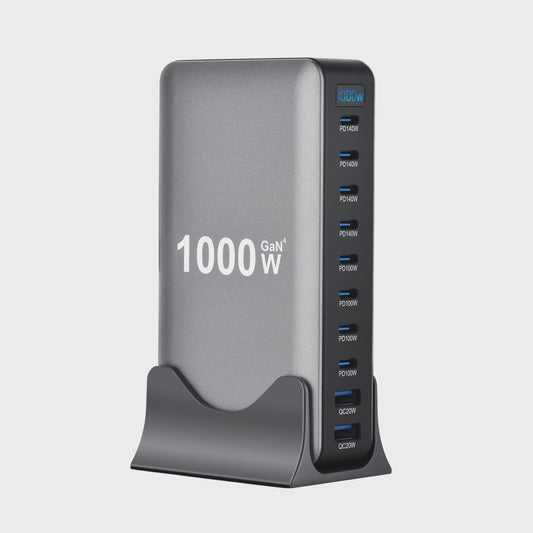 Krachtige 1000W Multi-Poort Desktop Lader met Snelladen voor Laptops en Tablets