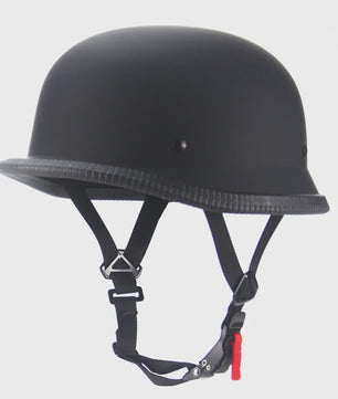 Vintage Motorhelm Half Shell Duits Stijl - DOT Goedgekeurd - Mat Zwart & Glans Zwart