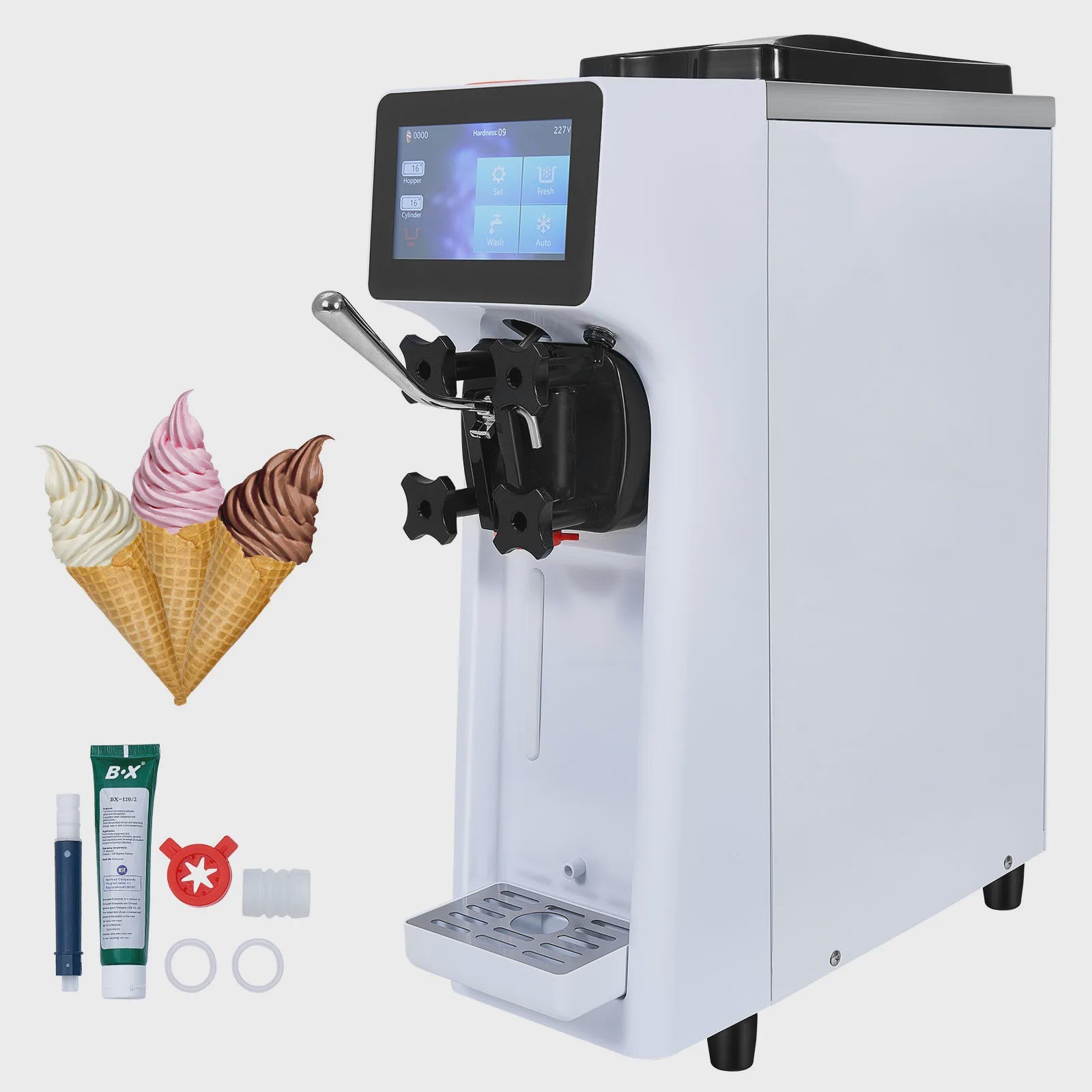 Professionele Soft Serve IJsmachine - 4L Hopper - 10.6 QT/U - 1000W - Enkele Smaak - Aanrechtmodel