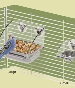 Grote RVS Vogelvoer & Waterbak met Anti-Spat Ontwerp - Eenvoudig te Bevestigen