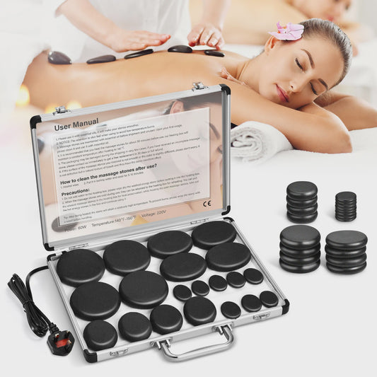 Professionele Hot Stone Massage Set met Verwarmer - 20 Stenen & Temperatuurregeling