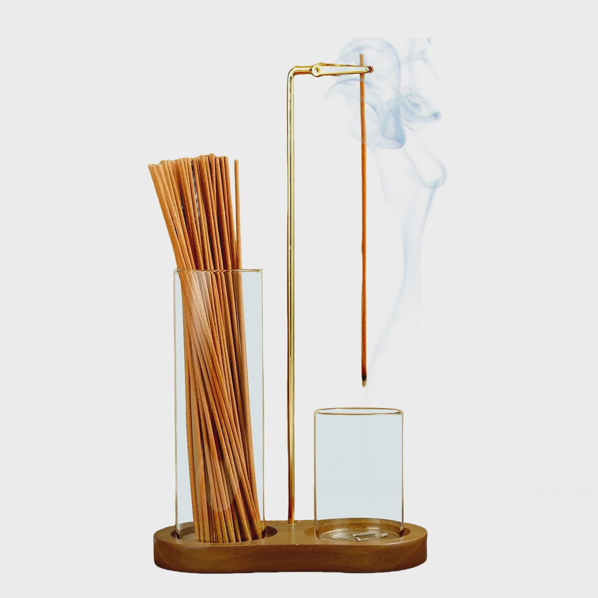 2-in-1 Wierookhouder met Glazen Asvanger & Stokjes Organizer