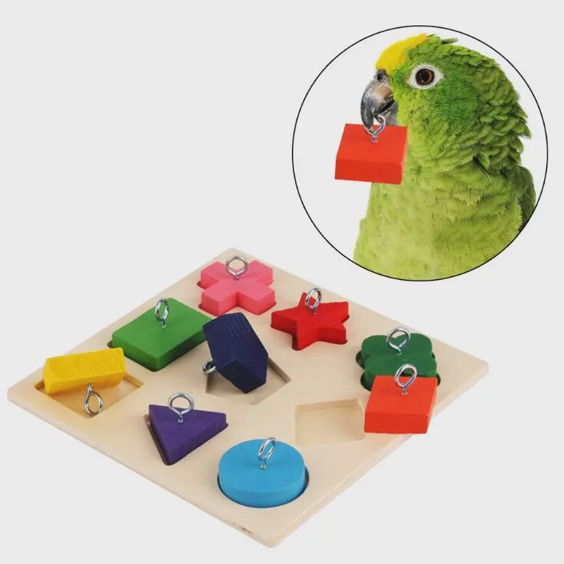 Interactief Houten Vormen Speelgoed voor Papegaaien - Educatief en Stimulerend