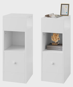 Compact Nachtkastje met 2 Open Vakken en 1 Lade - Slimme Opbergkast voor Slaapkamer