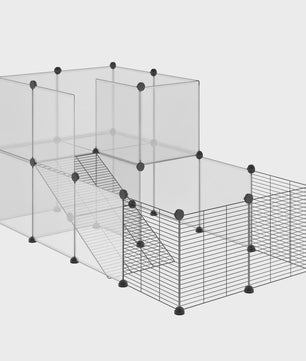 Modulaire Knaagdierenkooi RVS - 27 Delen - Voor Konijnen, Cavia's & Chinchilla's - 140x70x70cm - Transparant