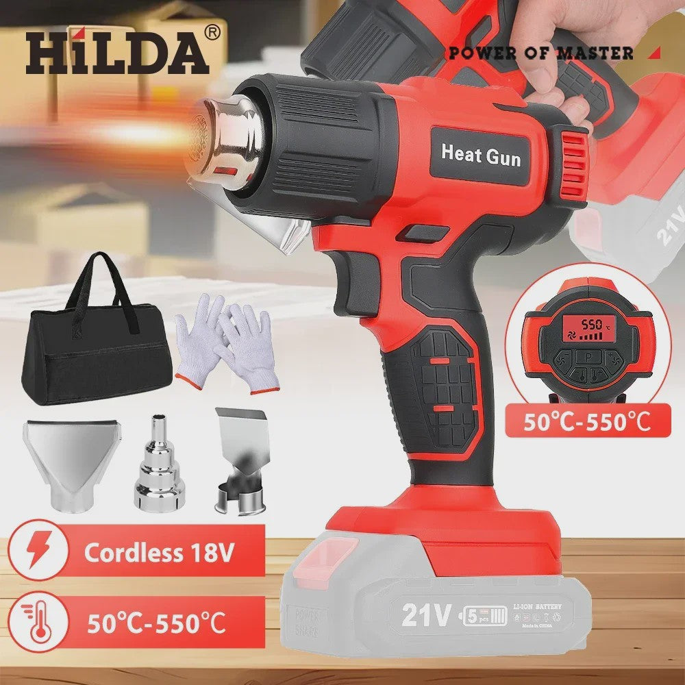 HILDA Accu Hittepistool - Verstelbare Temperatuur & 6 Snelheden - Makita 18V Batterij Compatibel