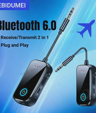 Bluetooth 6.0 Audio Zender & Ontvanger (2-in-1) met Microfoon - Draadloze AUX Adapter voor Auto, TV, PC