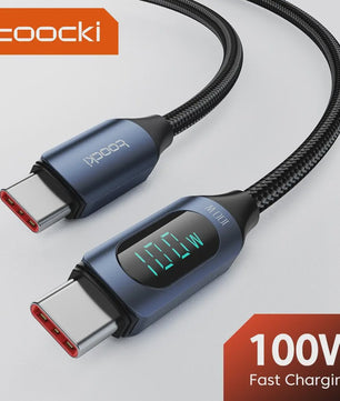 Toocki USB-C naar USB-C Kabel 100W PD Fast Charging met Digitaal Display