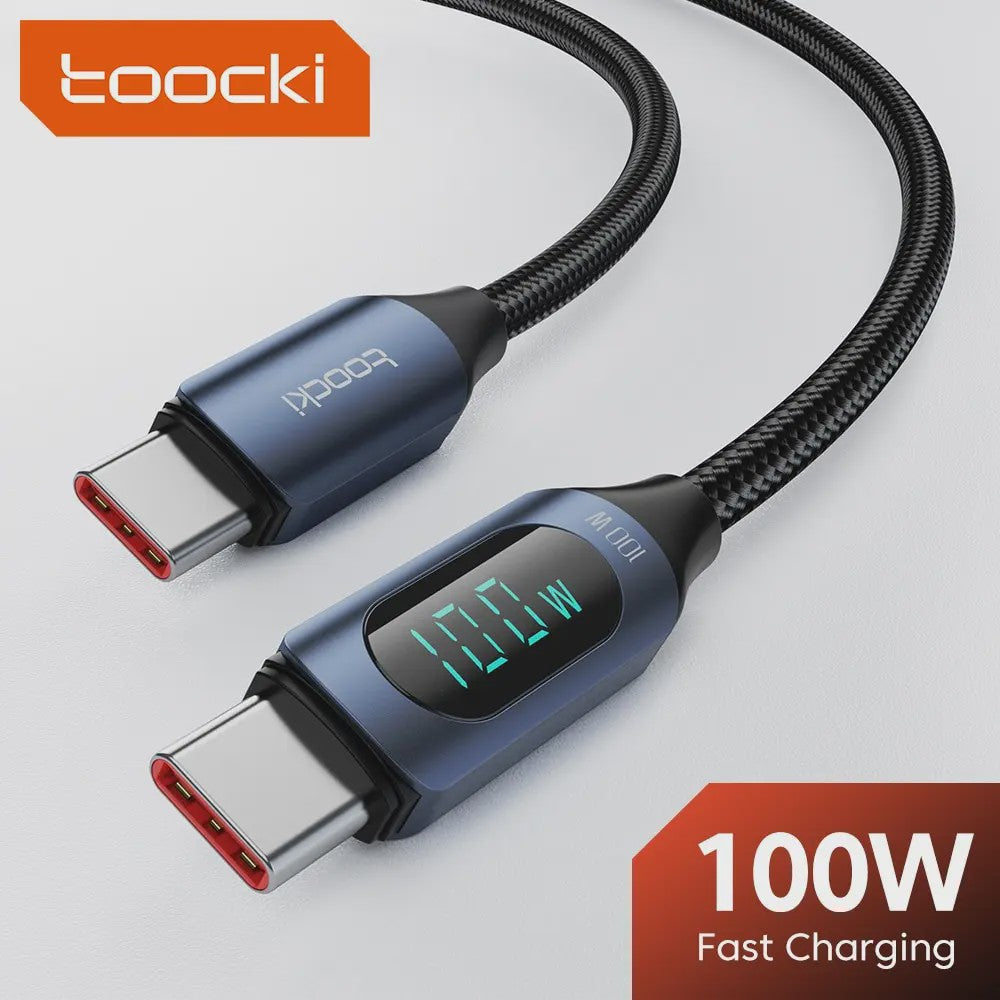 Toocki USB-C naar USB-C Kabel 100W PD Fast Charging met Digitaal Display