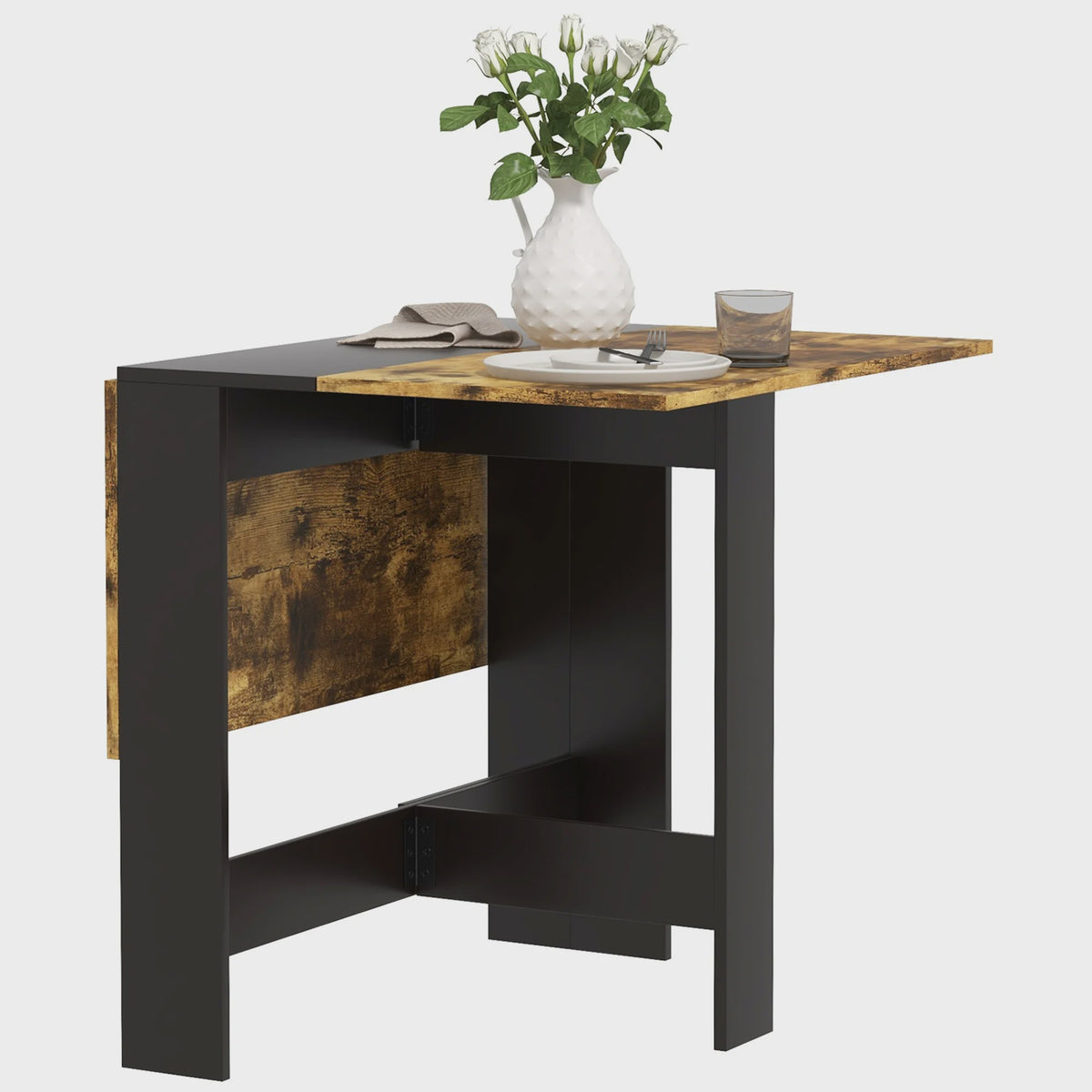 Homcom Klaptafel met 2 Uitklapbare Vleugels - 103x76x73.5 cm - Veelkleurig