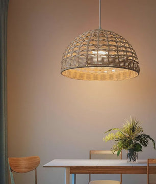 Handgemaakte Rotan Hanglamp 28cm - Sfeervolle Plafondlamp met LED