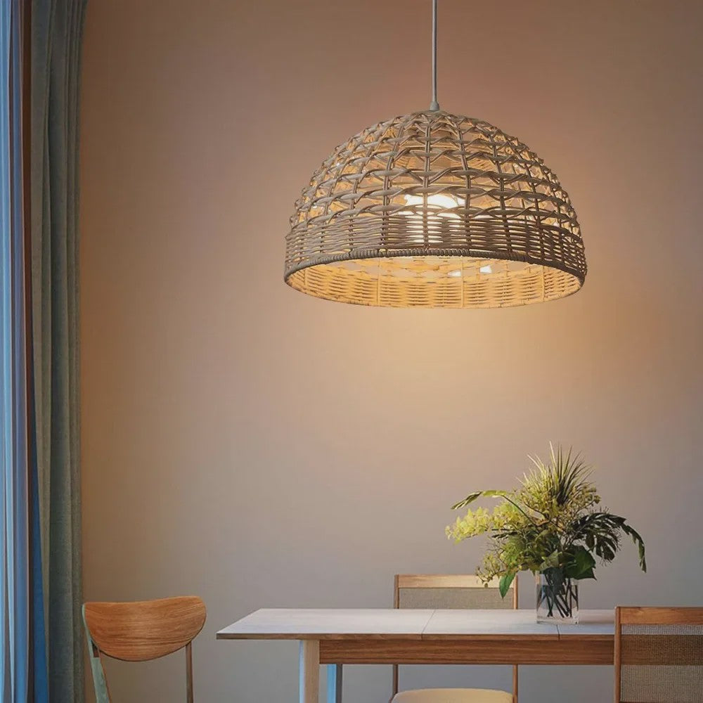 Handgemaakte Rotan Hanglamp 28cm - Sfeervolle Plafondlamp met LED