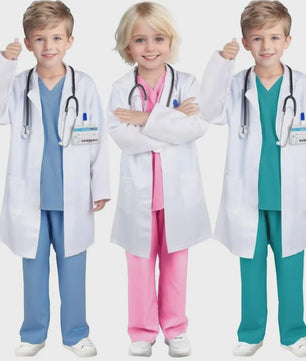 Kinders Dokter en Verpleegster Kostuum Set - Speelgoed Medische Uniform met Labjas