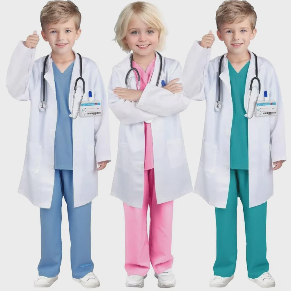 Kinders Dokter en Verpleegster Kostuum Set - Speelgoed Medische Uniform met Labjas